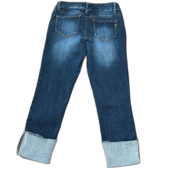 1822 Denim Taylor Wide Cuffed Skinny Cropped Jeans Sz 4 Stretchy Casual Trendy - Picture 2 of 8